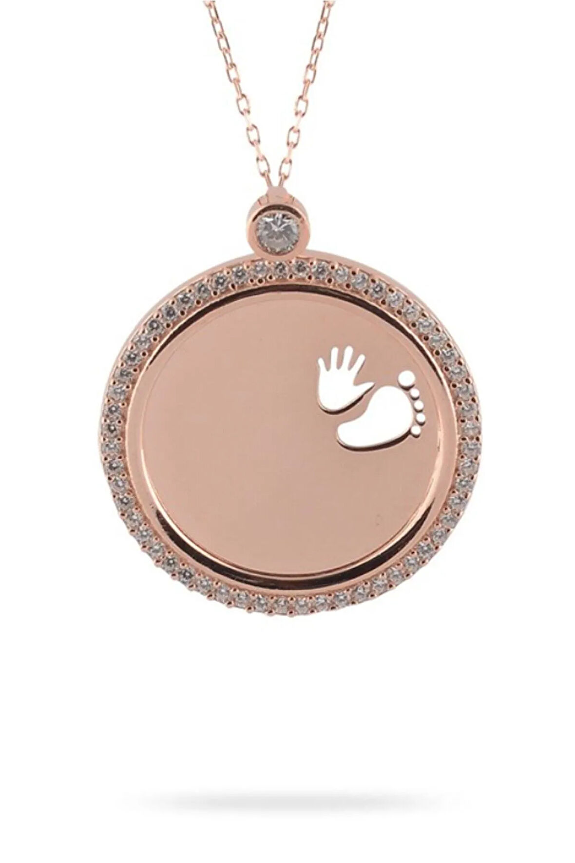 Çocuğunuzun İsmini Yazdırabileceğiniz El Ve Ayak Figürlü Kadın Gümüş Kolye