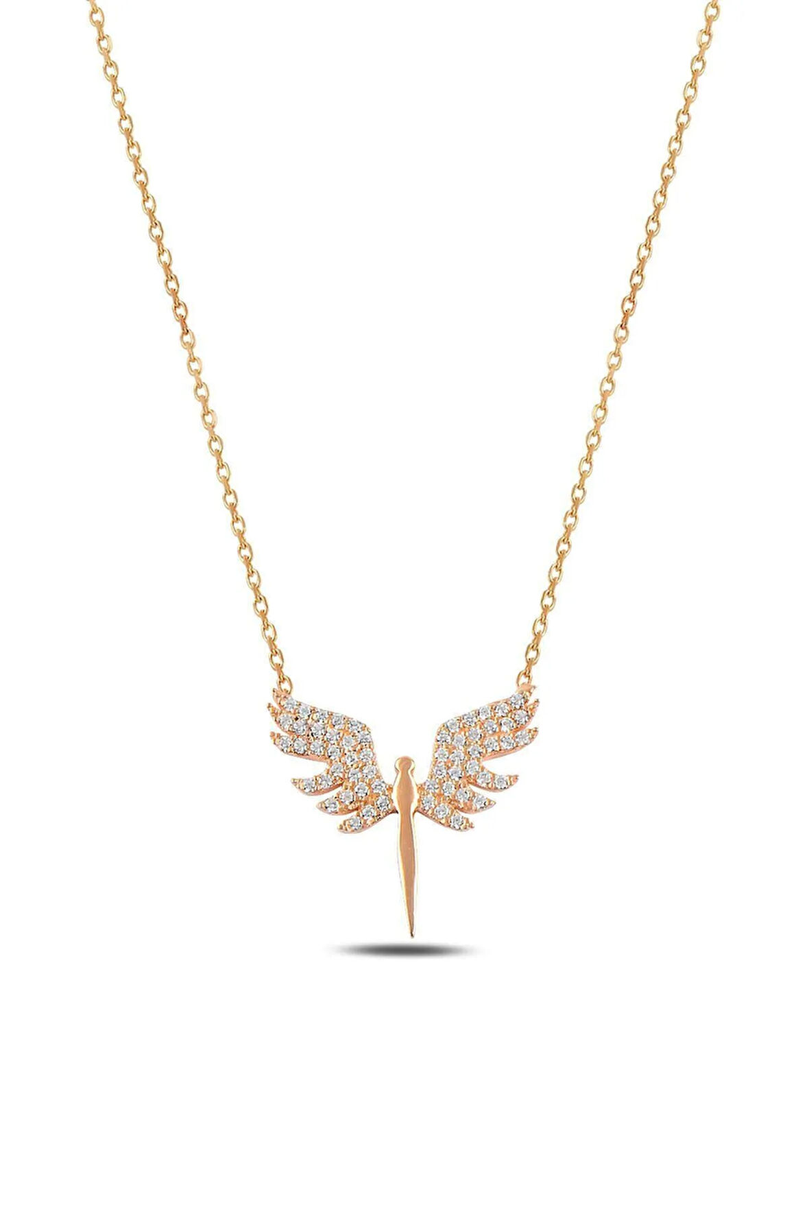 Zirkon Taşlı Rose Melek Model 2 Kadın Gümüş Kolye Gklmlkm2del-ros Rose (bronz)