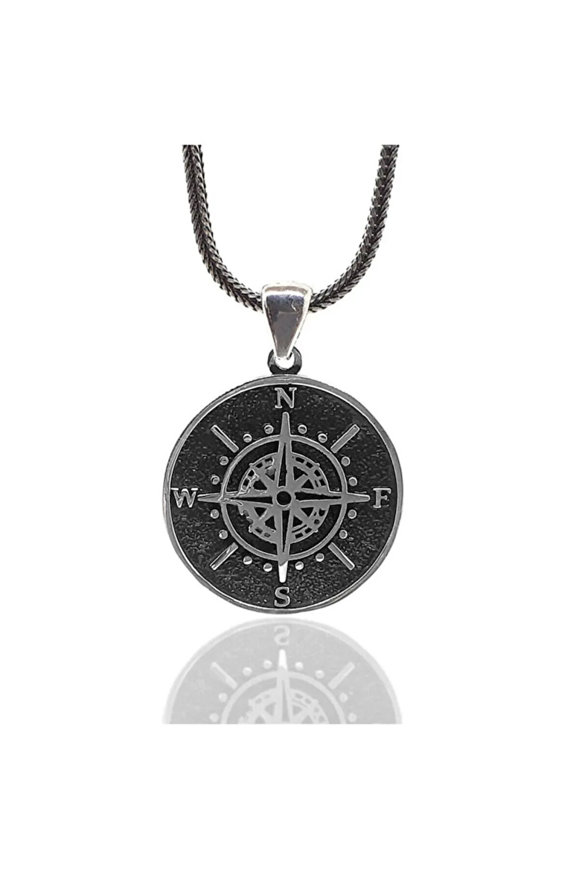 Pusula Erkek Gümüş Kolye Zincir