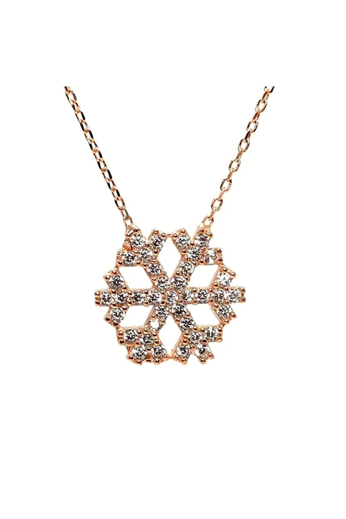 Kar Tanesi Kadın Gümüş Kolye Rose Renk