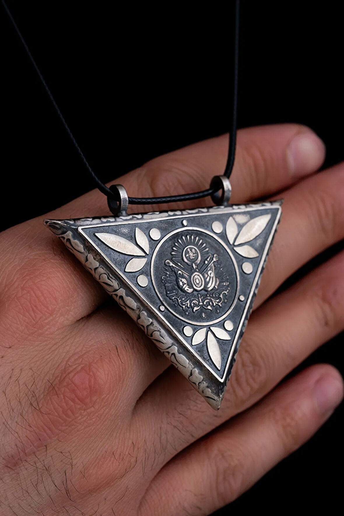 En Büyük Boy Osmanlı Armalı Gümüş Erkek Muska Kolye Cevşen Haznesi