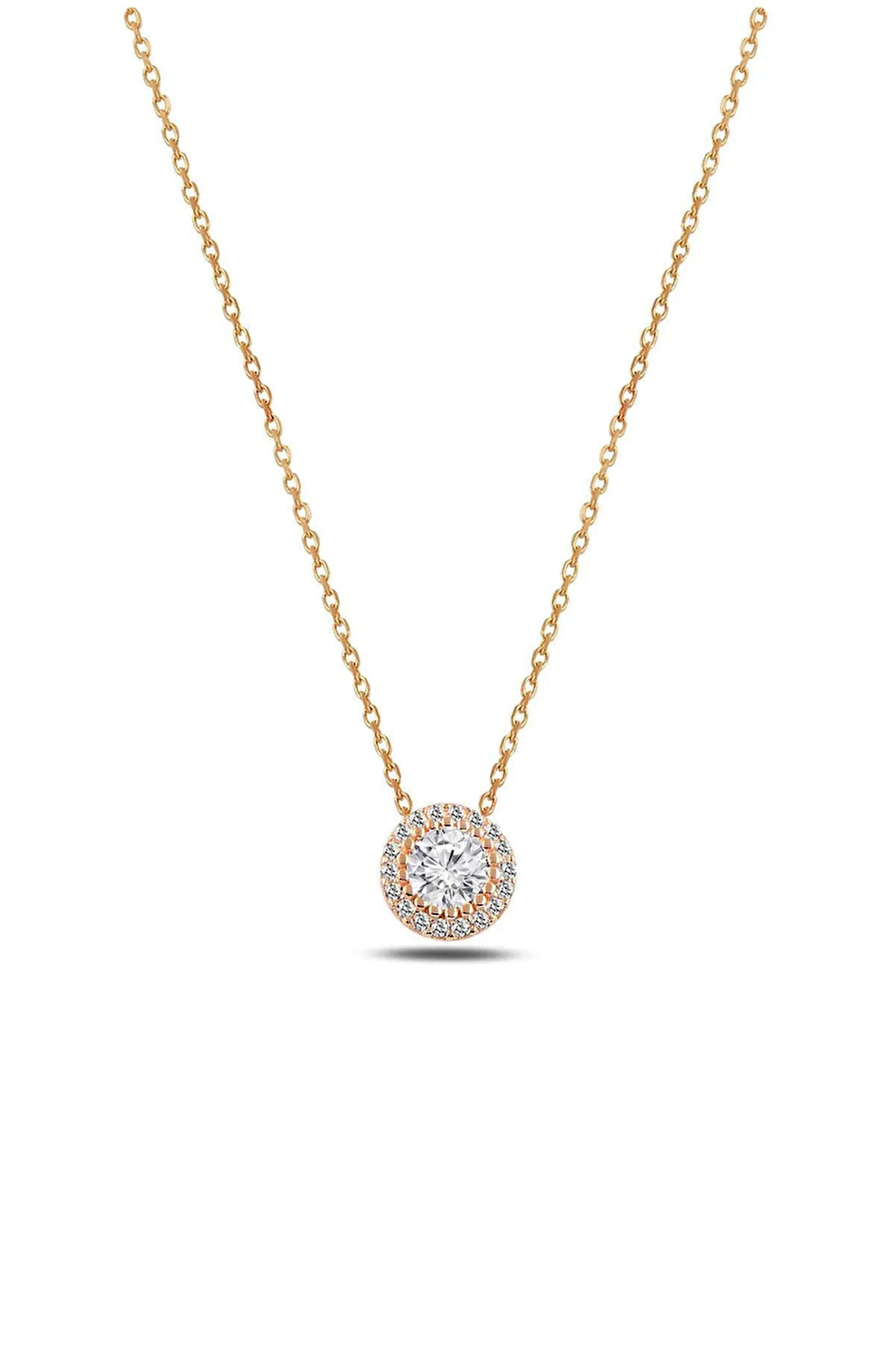 Zirkon Taşlı Model 1 Kadın Gümüş Kolye Gklzrkntsm1-ros