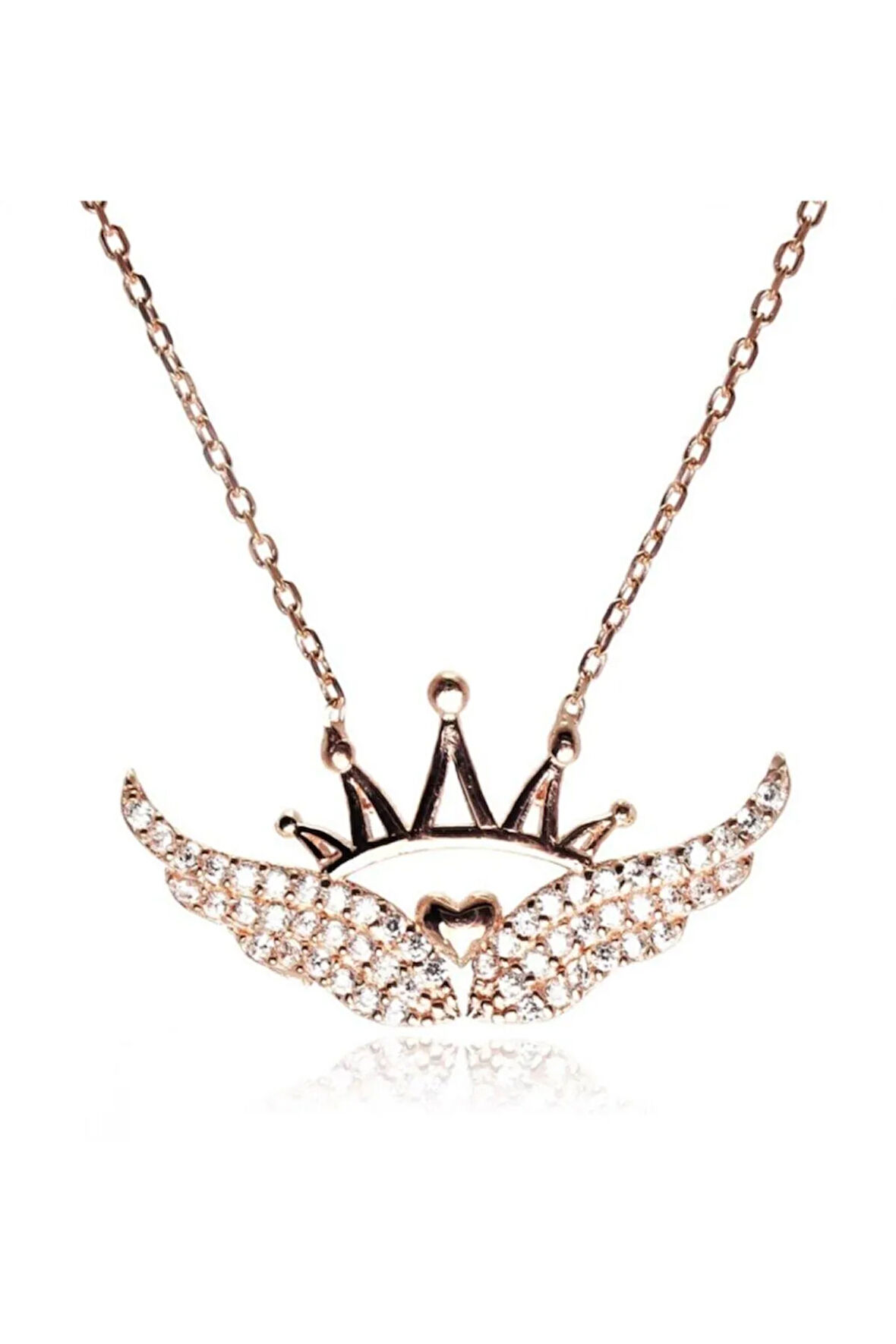 Kanatlı Kraliçe Tacı Rose Kadın Gümüş Kolye