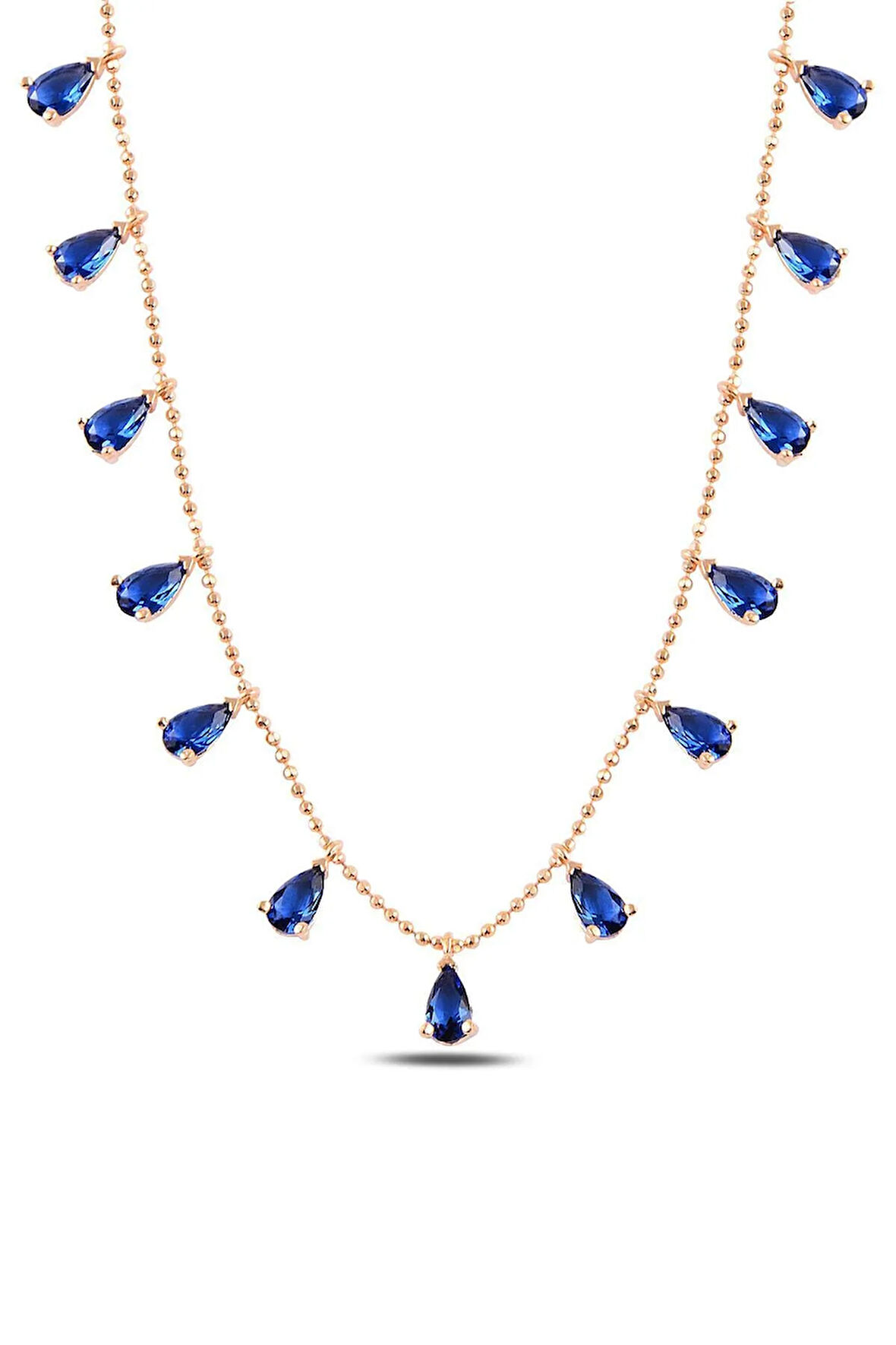 Safir Taşlı Rose Kadın Gümüş Kolye Gkltsklym3d-ros