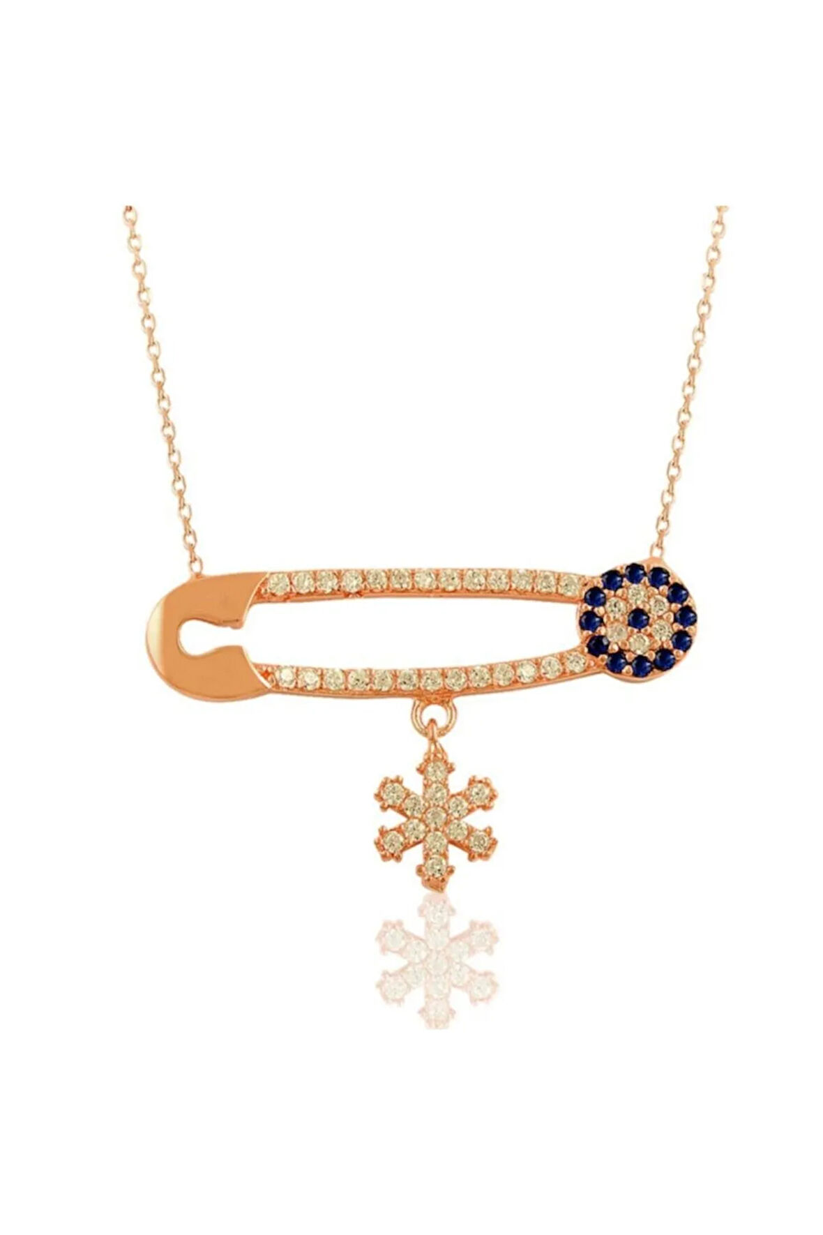 Çengelli Iğne Motifli Kadın Gümüş Kolye