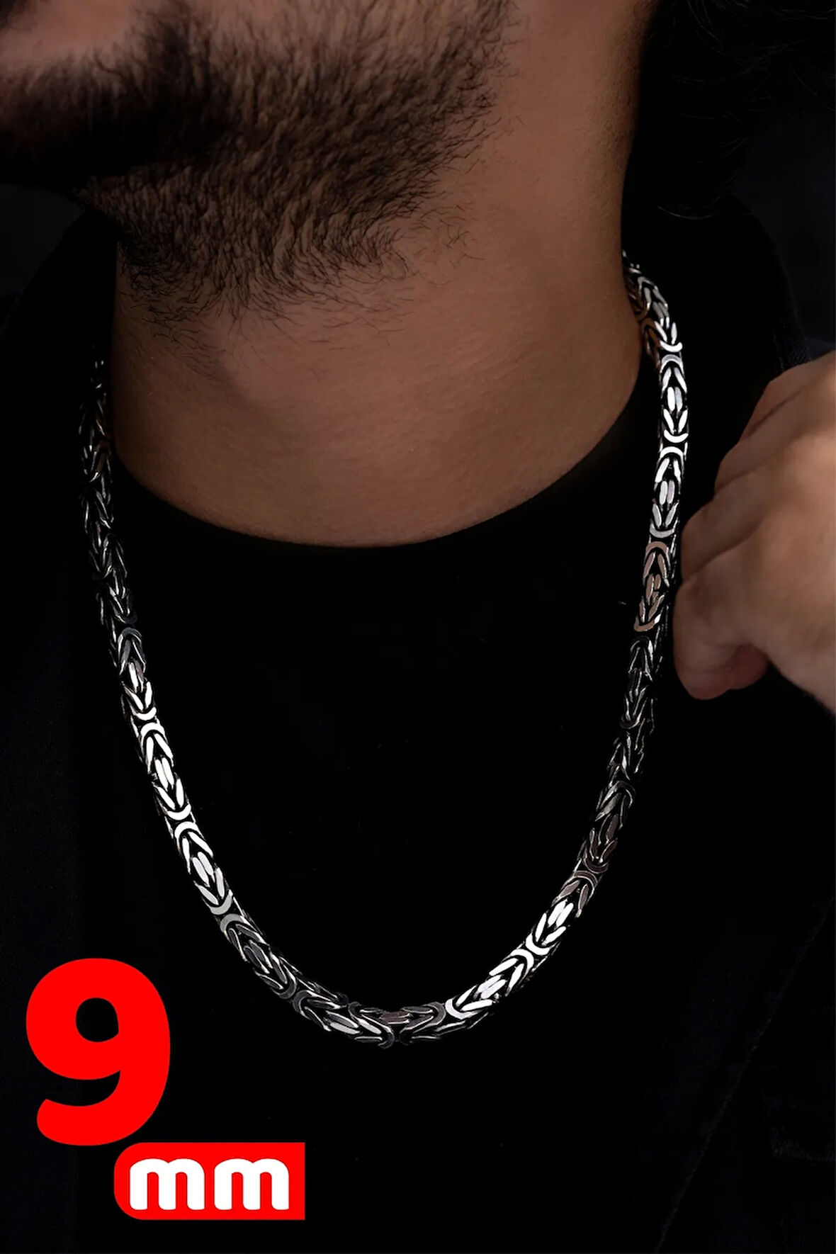 Erkek Gümüş Kolye - 9mm Kare Kral Model 925 Ayar Gümüş Erkek Kolye Zincir 249540197