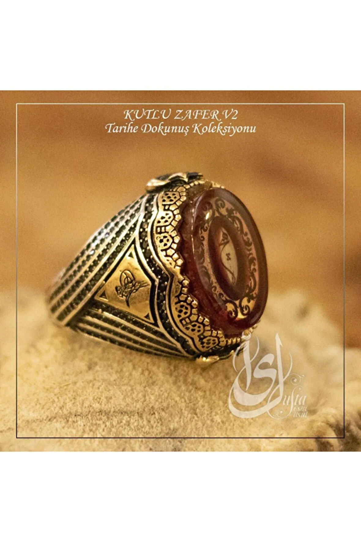 Islam Usta Tasarımı Kutlu Zafer Model 2 Gümüş Erkek Yüzük