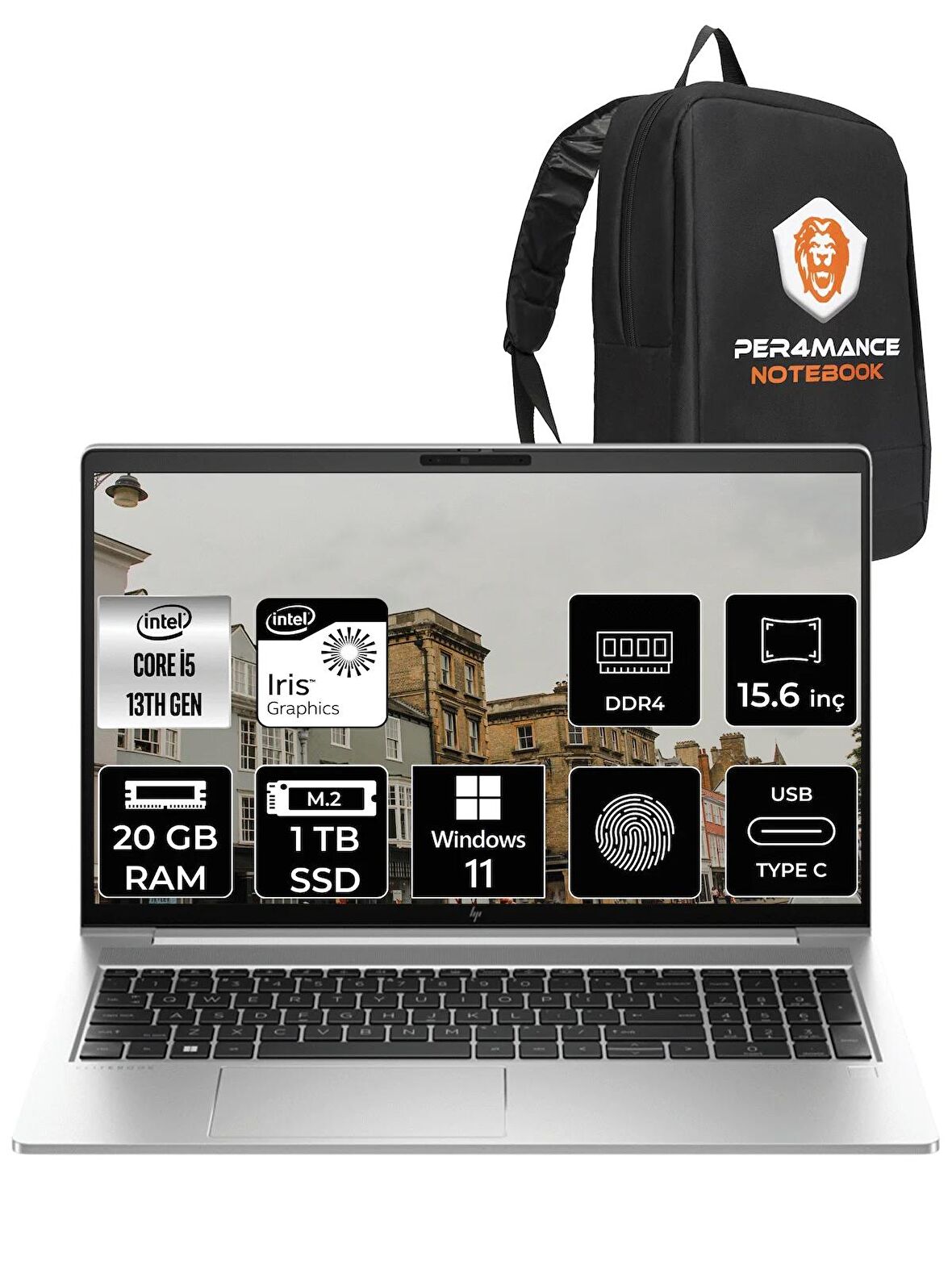 HP Elitebook 650 G10 i5 1335U 20GB RAM 1TB SSD 15.6'' FHD W11HOME 8A573EA & PER4 ÇANTA