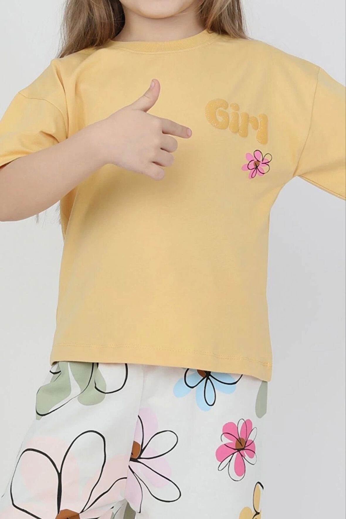 Gırl Baskılı Simli Kız Takım