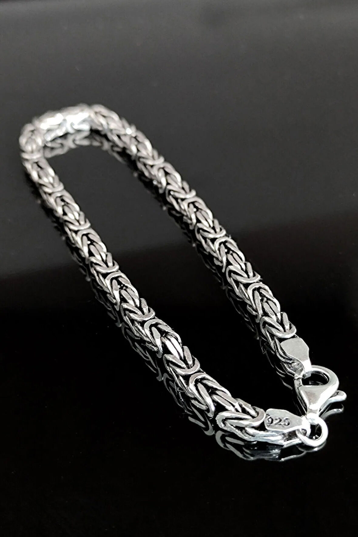 9mm Kare Model Erkek 925 Ayar Gümüş Kral Bileklik Künye 249540202