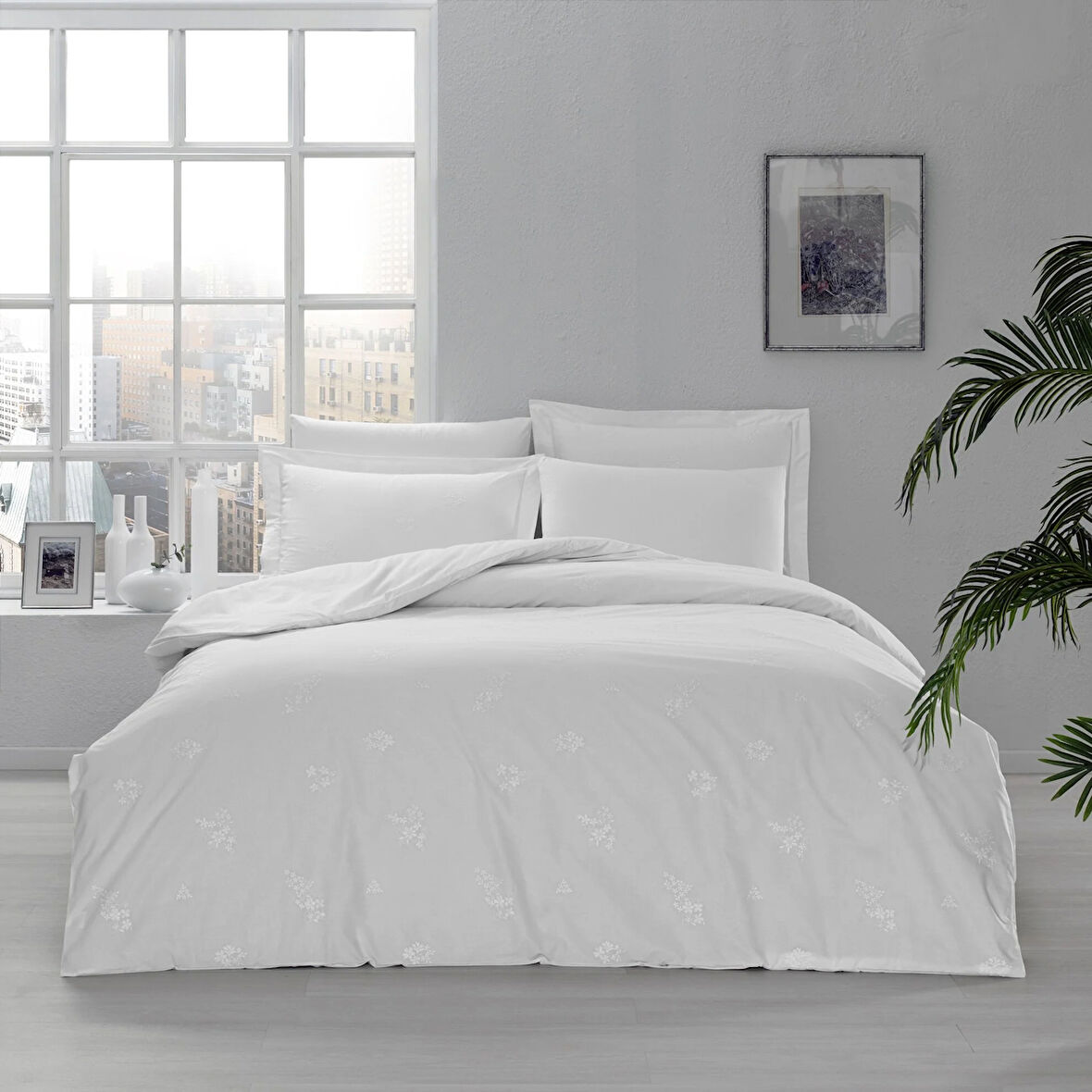 Linens White Collection Asper Pamuk Percale Çift Kişilik Nevresim Kılıfı Beyaz