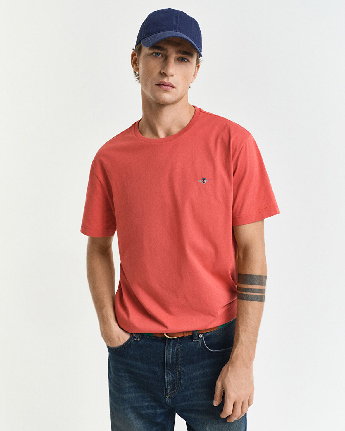 GANT Erkek Kırmızı Regular Fit Bisiklet Yaka T-Shirt