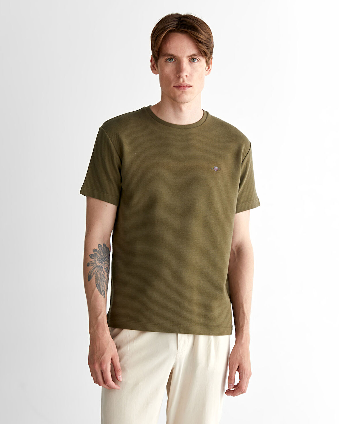 GANT Erkek Yeşil Regular Fit Bisiklet Yaka T-Shirt