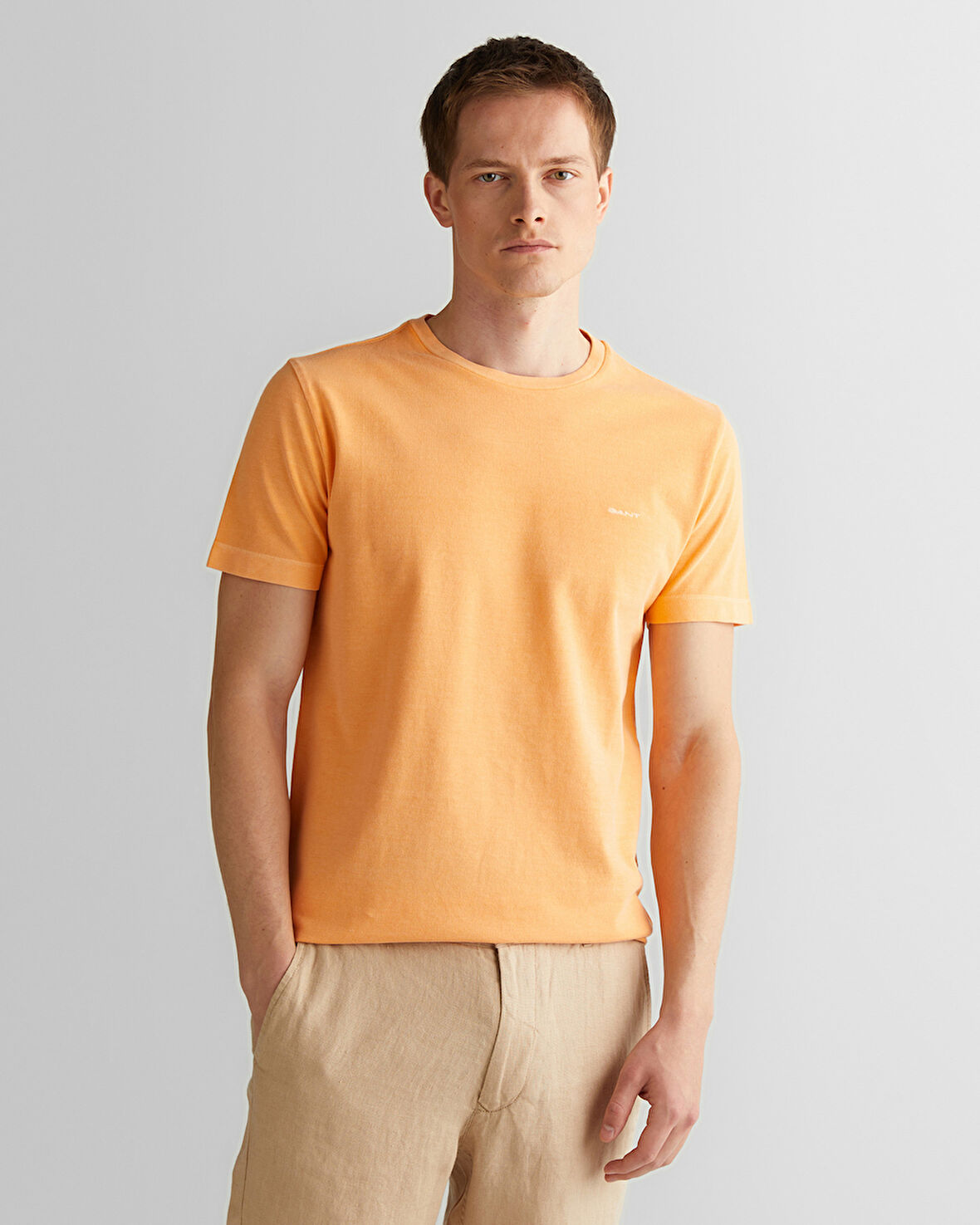 GANT Erkek Turuncu Slim Fit Bisiklet Yaka T-Shirt