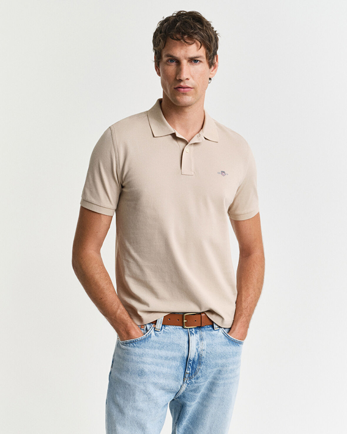 GANT Erkek Bej Regular Fit Polo