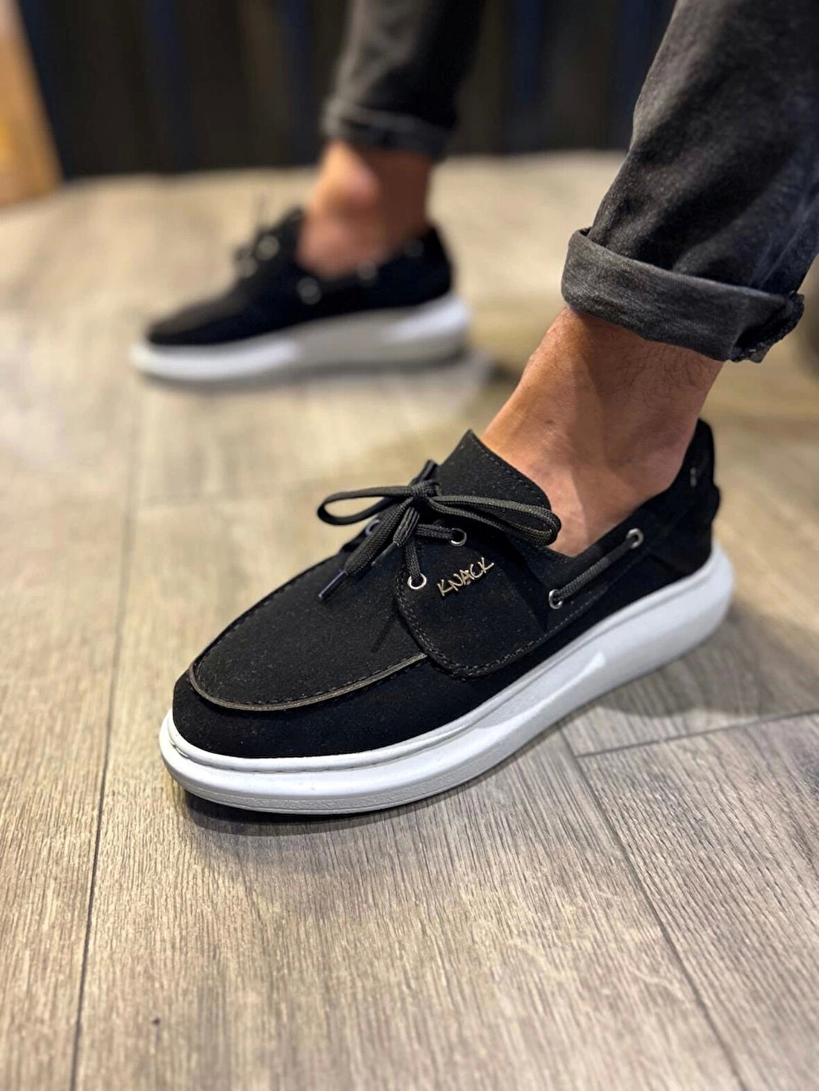 Terzi Bey Yüksek Taban Mevsimlik Süet Ayakkabı 009 Siyah (beyaz Taban)