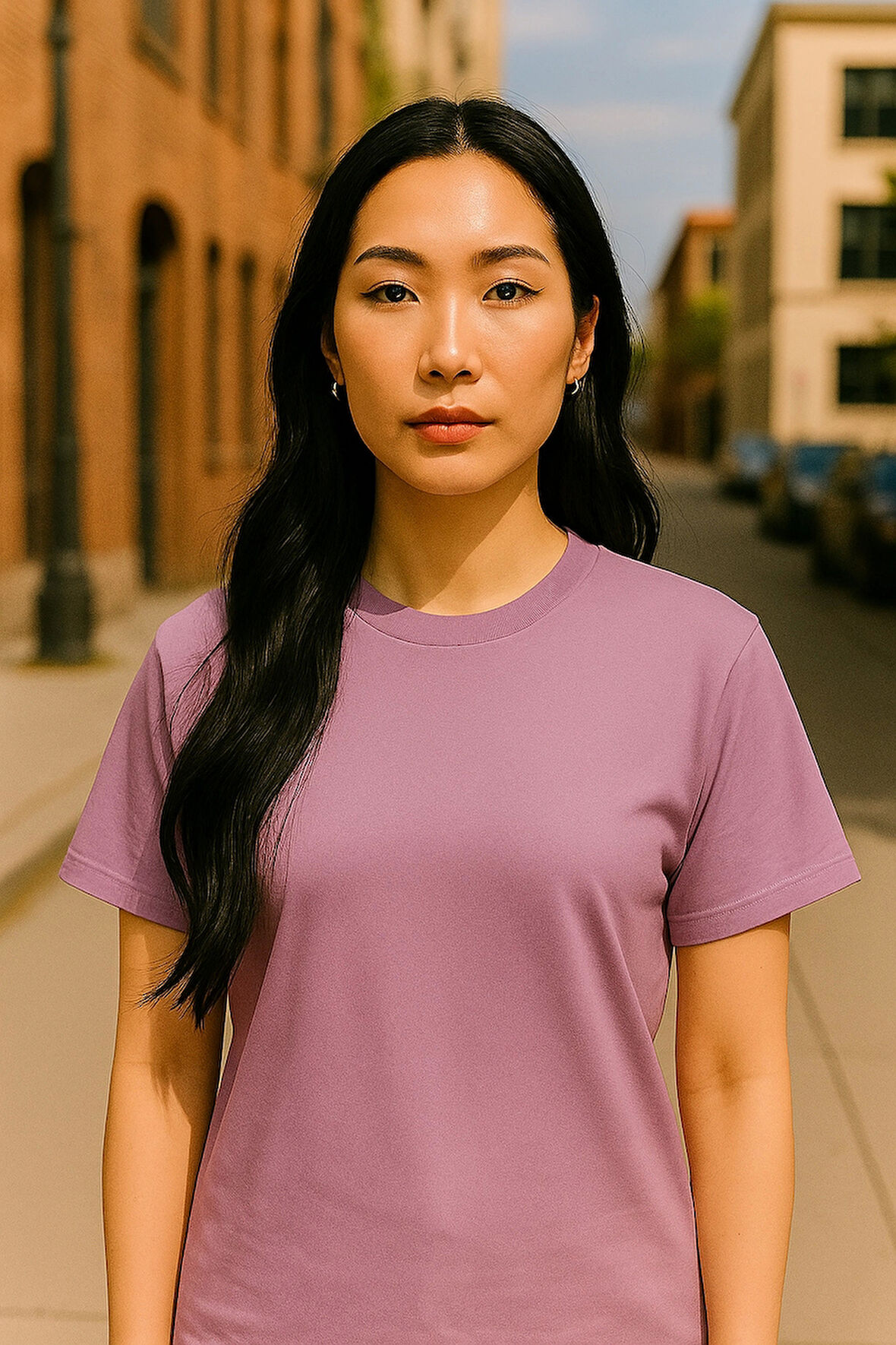 Regular Kalıp Kadın - Erkek Unisex Basic Tişört Pembe