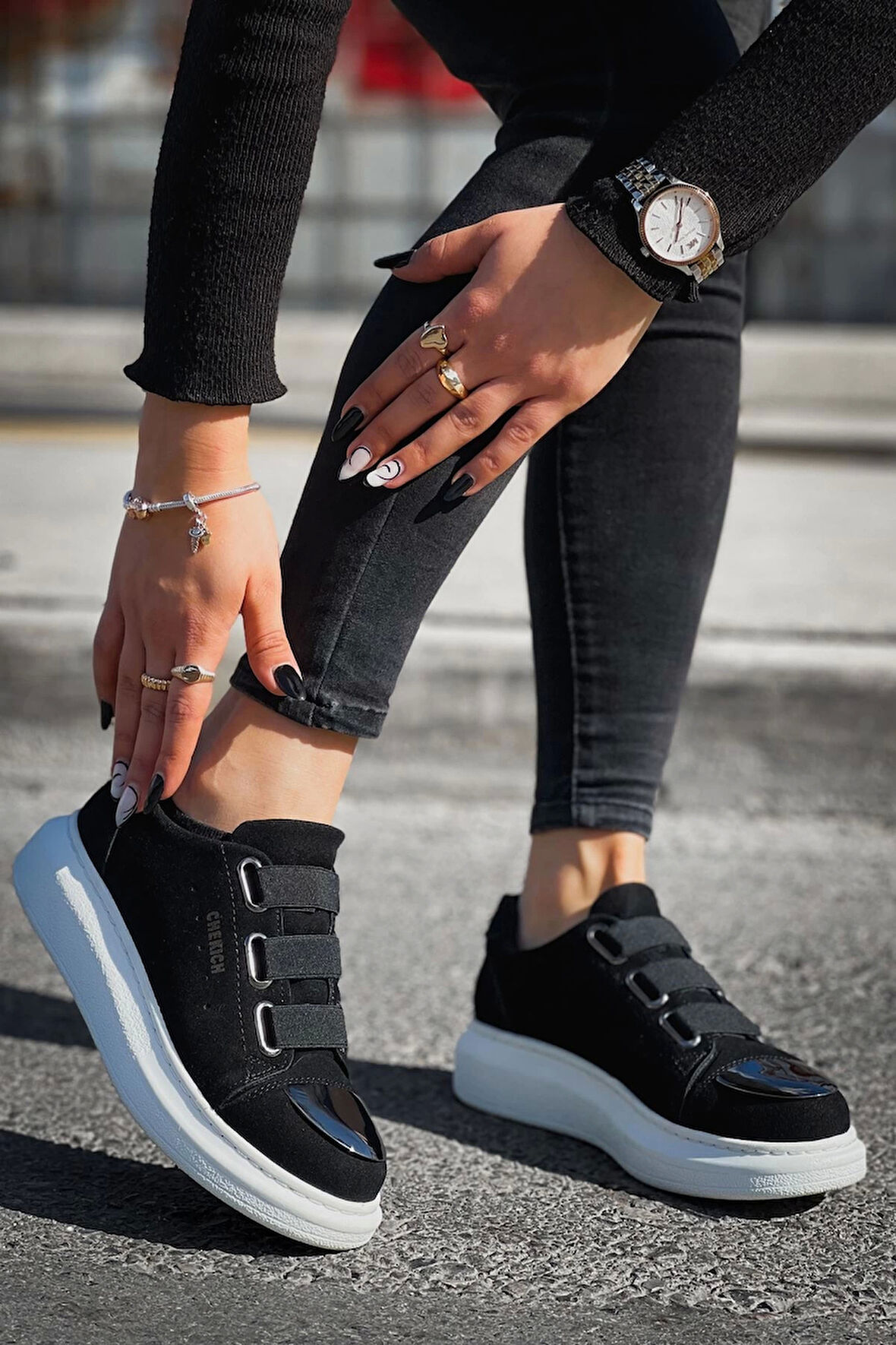 TB251 SBT Mirror Suede Kadın Ayakkabı SIYAH