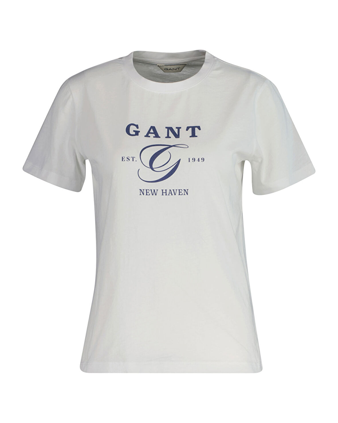 GANT Kadın Beyaz Regular Fit Bisiklet Yaka Logolu T-Shirt
