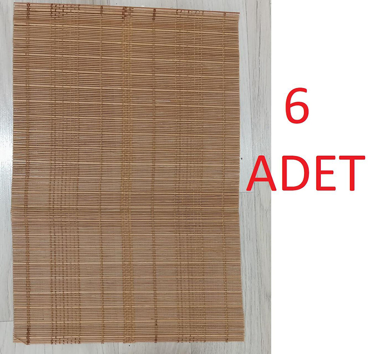 6 Adet Bambu Lüx Dekoratif Katlanır Amerikan Servis 30x42 Cm A.KAHVE