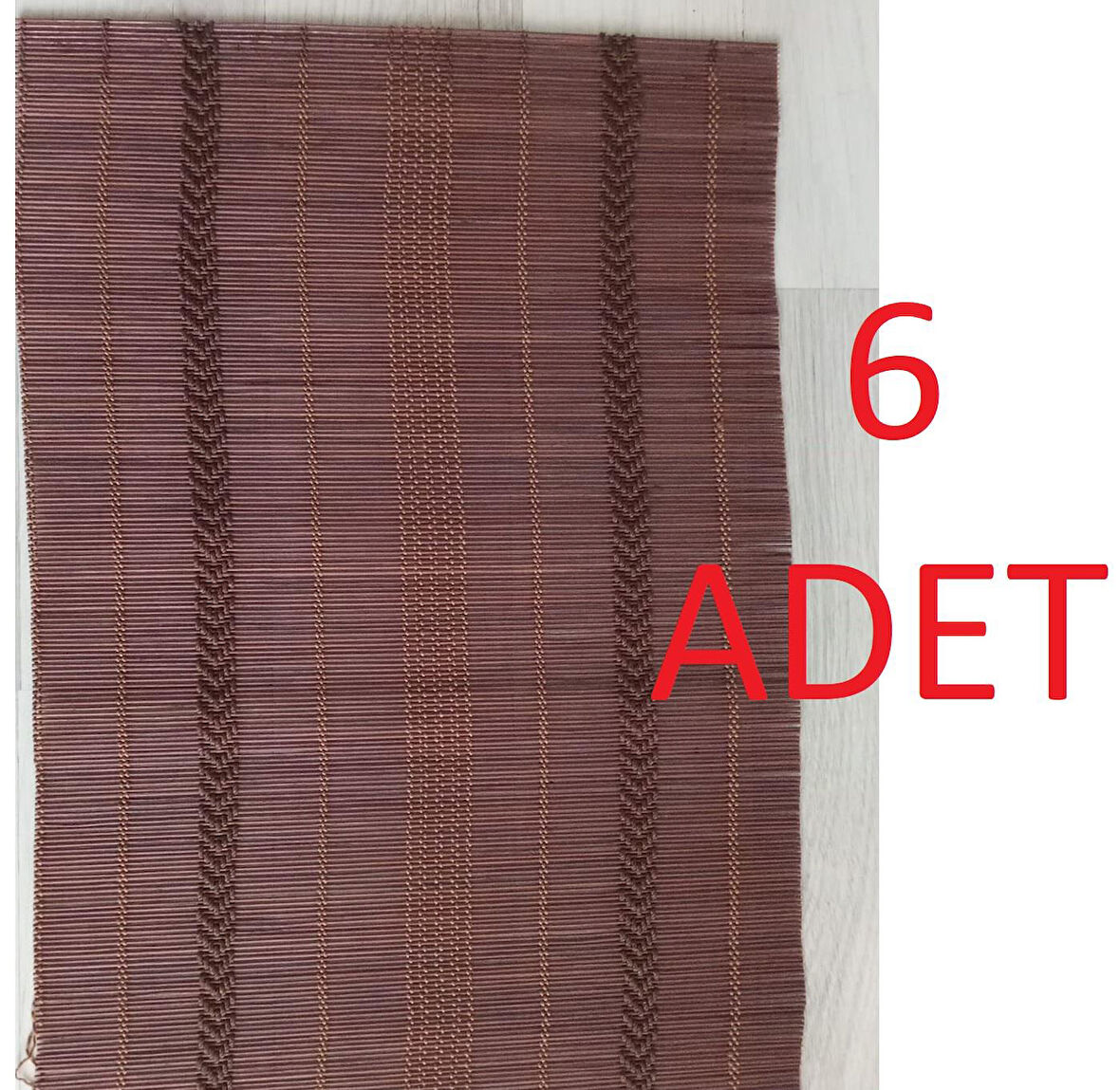 6 Adet Bambu Lüx Dekoratif Katlanır Amerikan Servis 30x42 Cm K.KAHVE