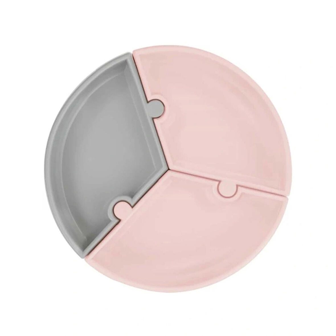 Nessiworld  Puzzle Vakum Tabanlı Silikon Tabak Pinky Pink / Powder Grey