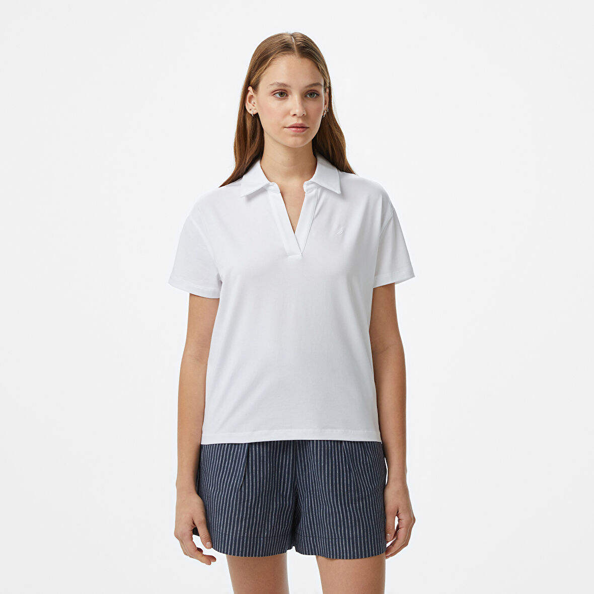 Nautica Kadın Beyaz Regular Fit Polo Yaka T-Shirt
