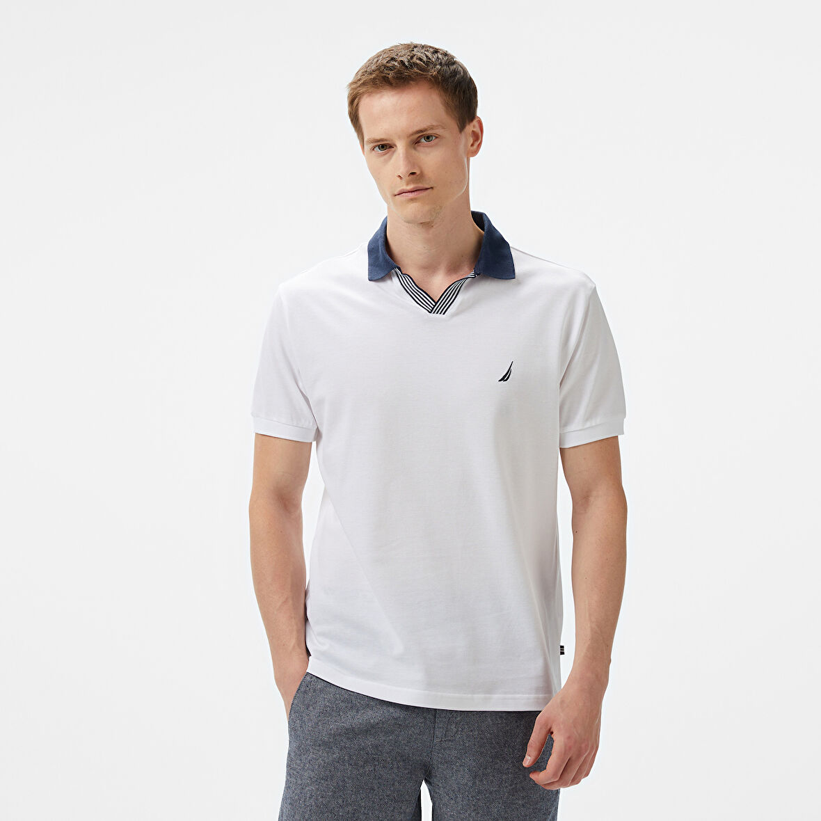 Nautica Erkek Beyaz Classic Fit Polo Yaka T-Shirt