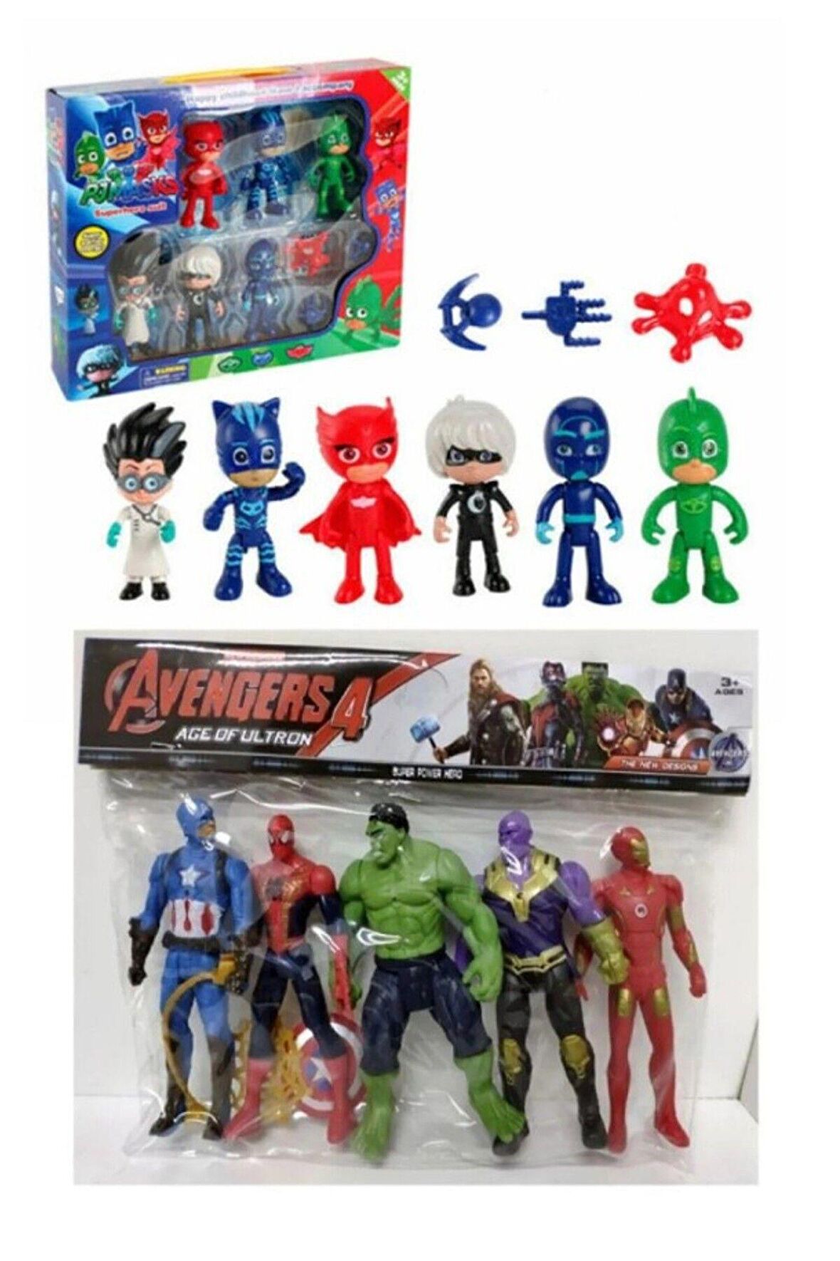 PjMasks Pijamaskeliler 10'lu Figür +5'li Avengers Spiderman Thanos Ironmn Kaptan Amerika Oyuncak Set