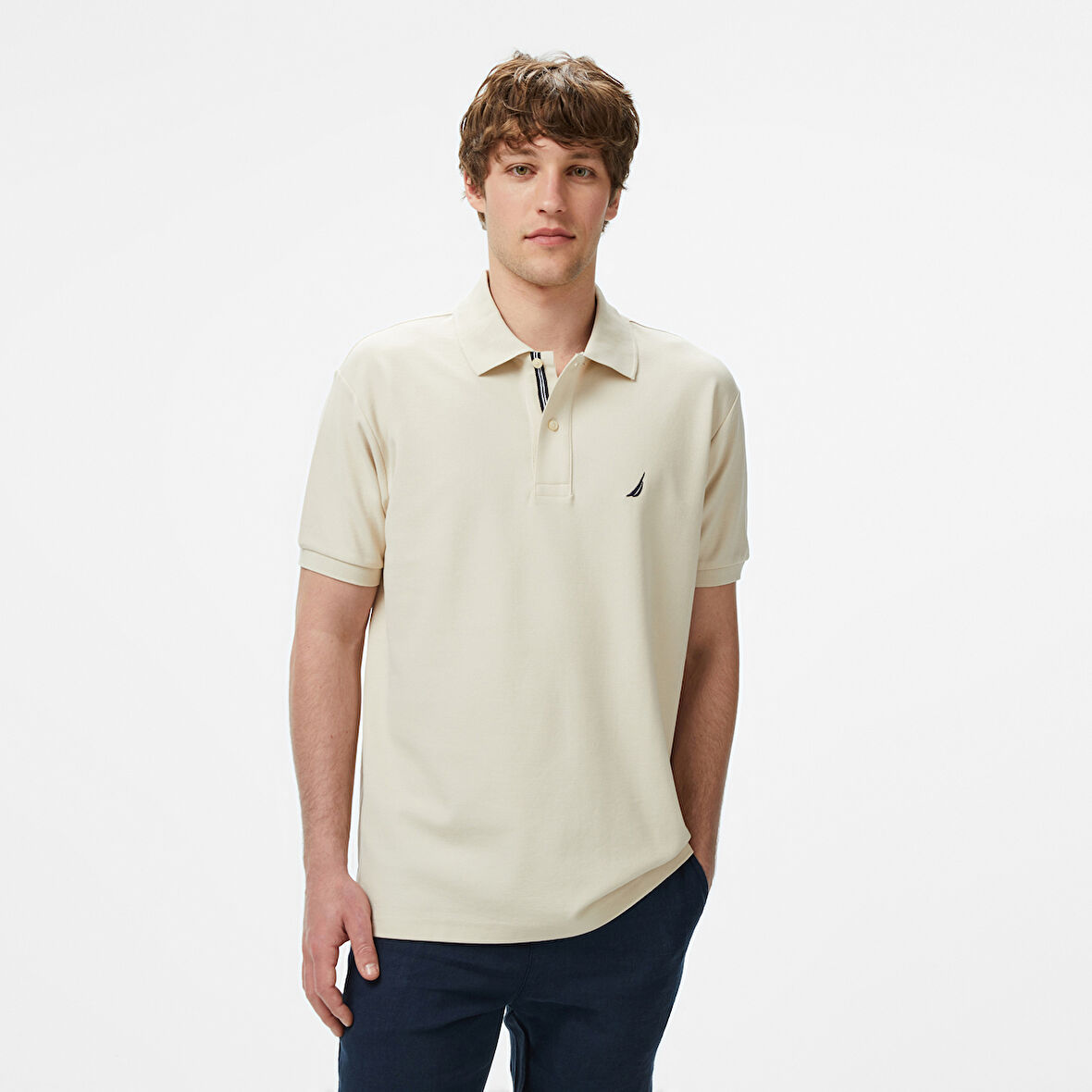 Nautica Erkek Bej Classic Fit Polo Yaka T-Shirt