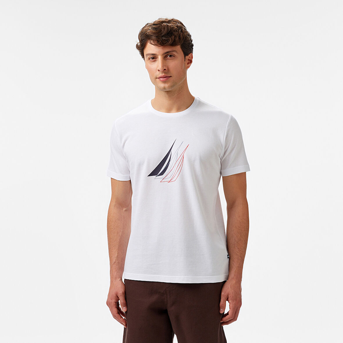 Nautica Erkek Beyaz Regular Fit Baskılı T-Shirt