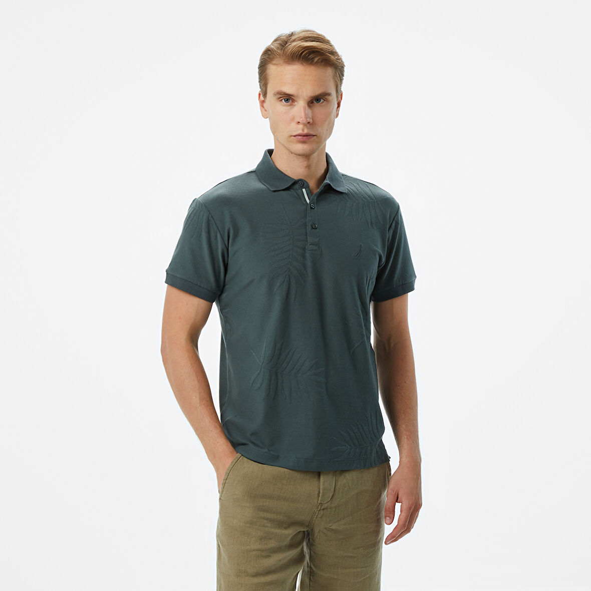 Nautica Erkek Yeşil Classic Fit Desenli Polo