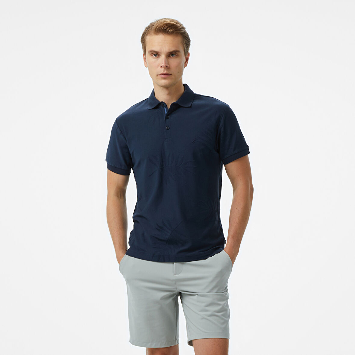 Nautica Erkek Lacivert Classic Fit Desenli Polo