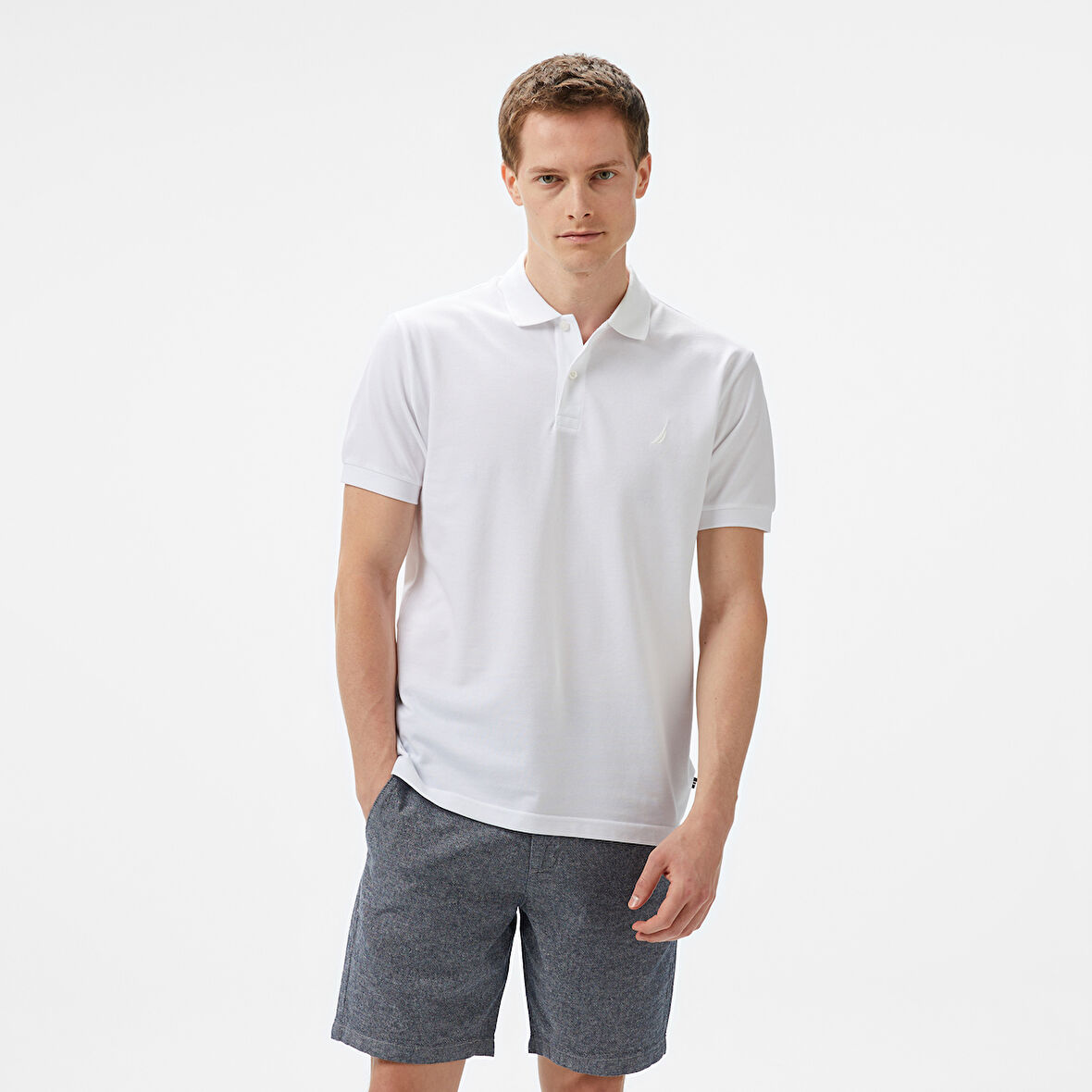 Nautica Erkek Beyaz Classic Fit Polo Yaka T-Shirt