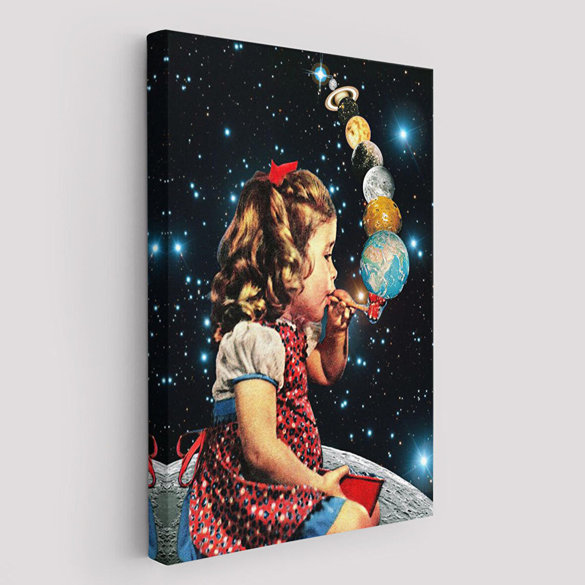 Galaksiler İle Oynayan Kız Çocuğu Tablosu-6042