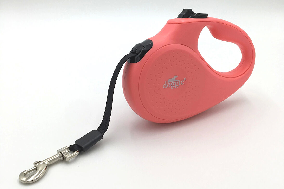 Doggie Master Seri Otomatik Makaralı Köpek Gezdirme 15 kg / 5 M Pembe