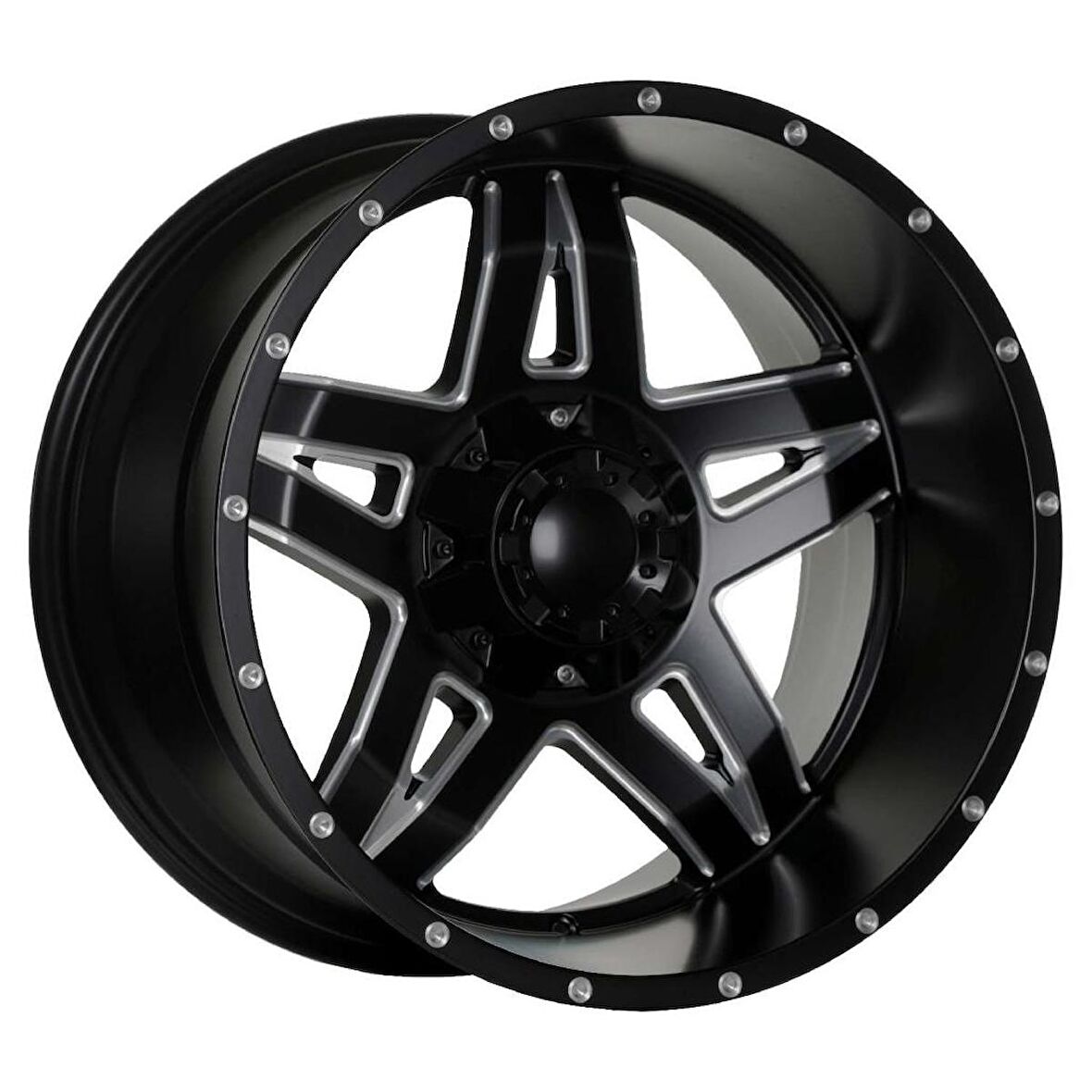 EMR-5567-01 12.0×20-6×139.7 ET-44 110 Matt Black+Milling Jant 4 adet