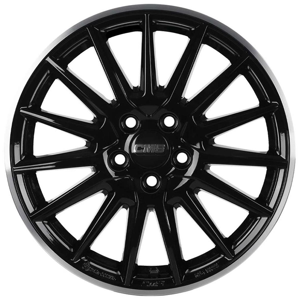 CMS-1264-02 6.0x15-4x100 ET47 54.1 Diamond Rim Black Gloss Jant (4 Adet)