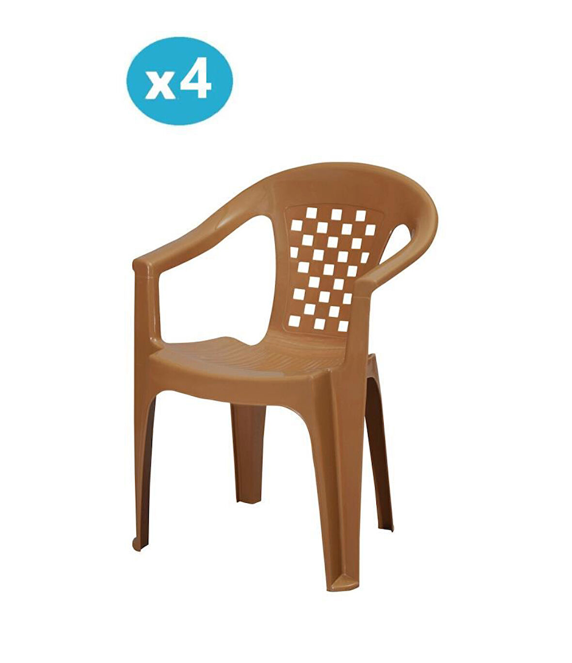 Omnipazar MT-GF147 Argento Plastik Bahçe Balkon Koltuk Sandalye 4'lü Set 
