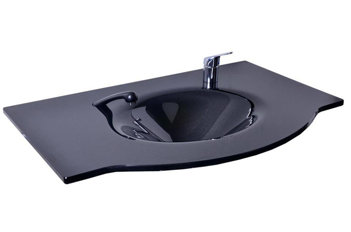 Kuaför Cam Lavabo 12 mm 100 x 56 cm Siyah K213