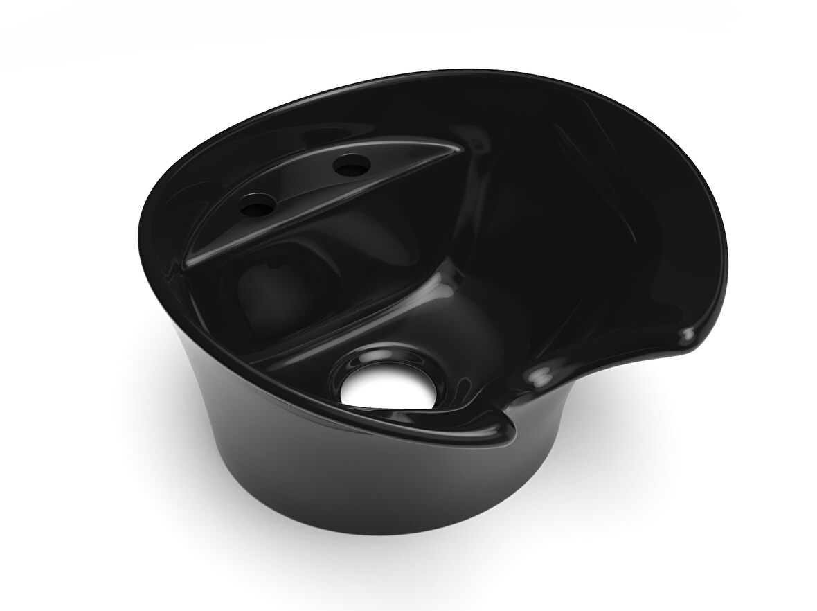 Seramik Kuaför Lavabosu 57 cm Parlak Siyah  Kadın Oval Yıkama Başlığı