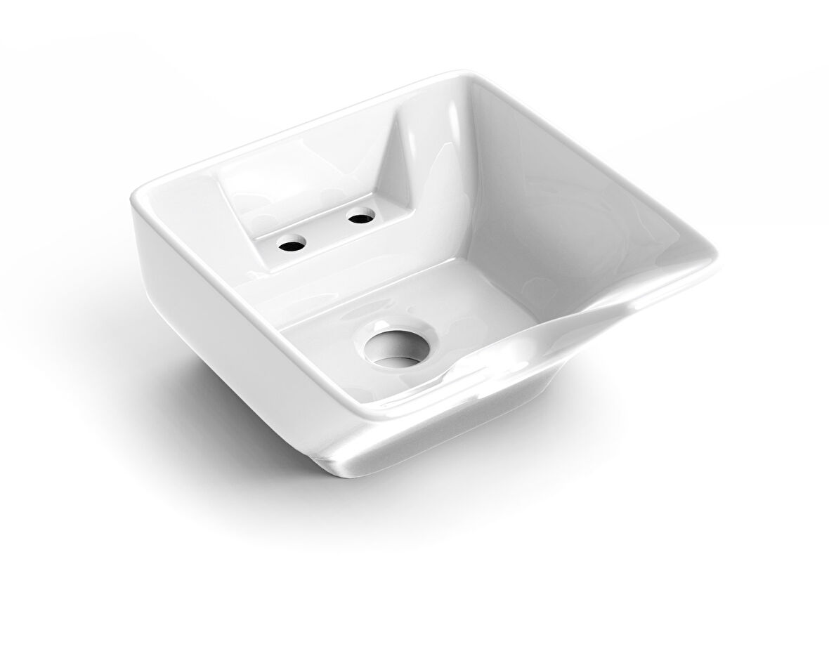 Seramik Kuaför Lavabosu 57 cm Beyaz Kadın Kare Yıkama Başlığı