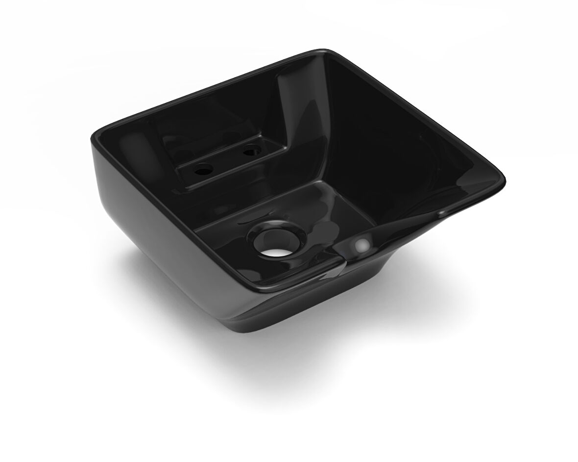 Seramik Kuaför Lavabosu 57 cm Siyah Kadın Kare Yıkama Başlığı