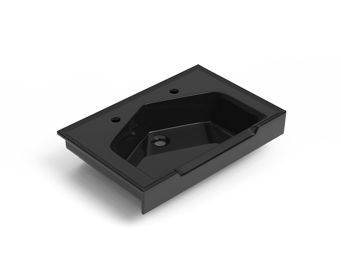 Seramik Kuaför Lavabosu 65 cm Siyah Erkek Kare Lavabo