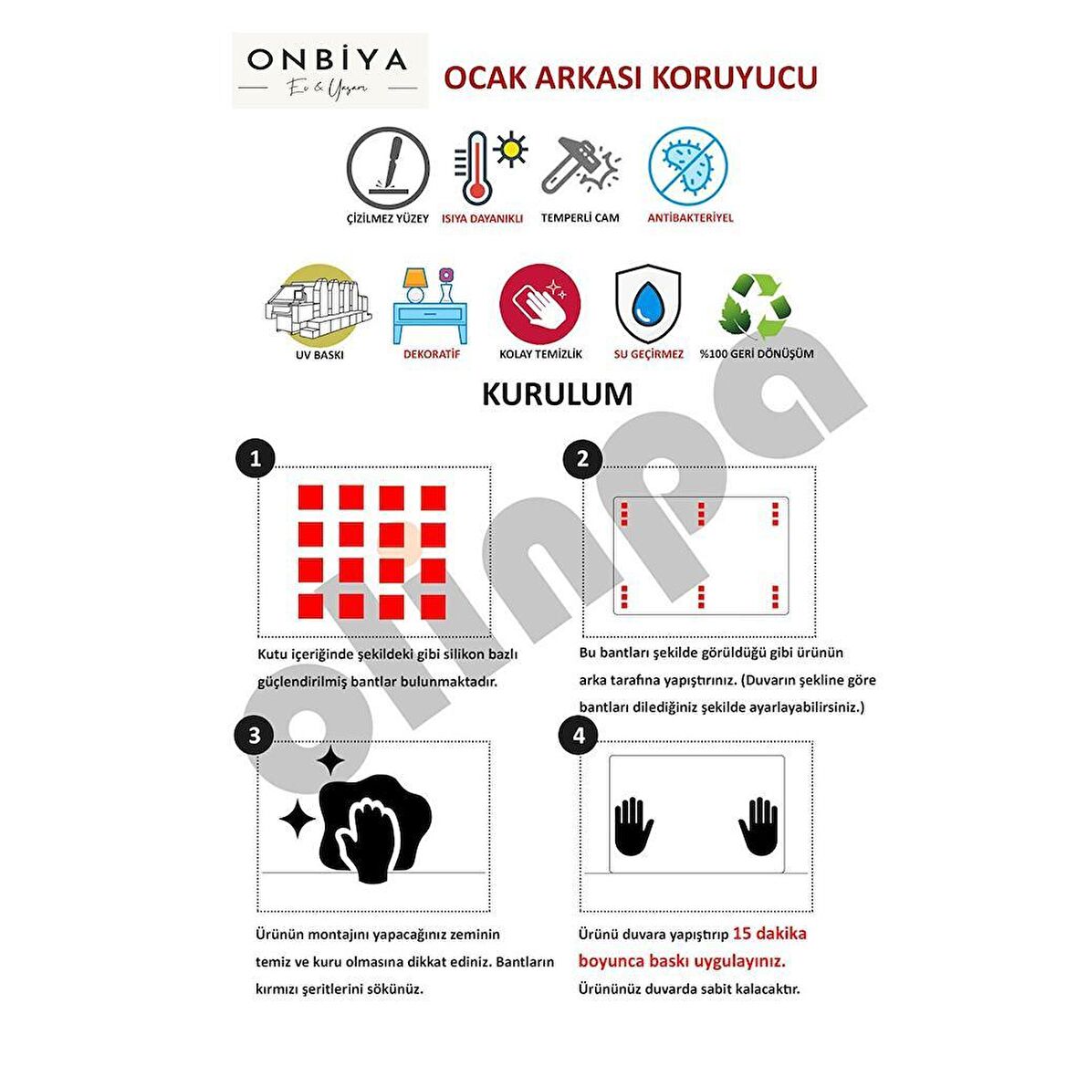 DİSEGNO CAM OCAK ARKASI KORUYUCU | MANTAR DESENLİ