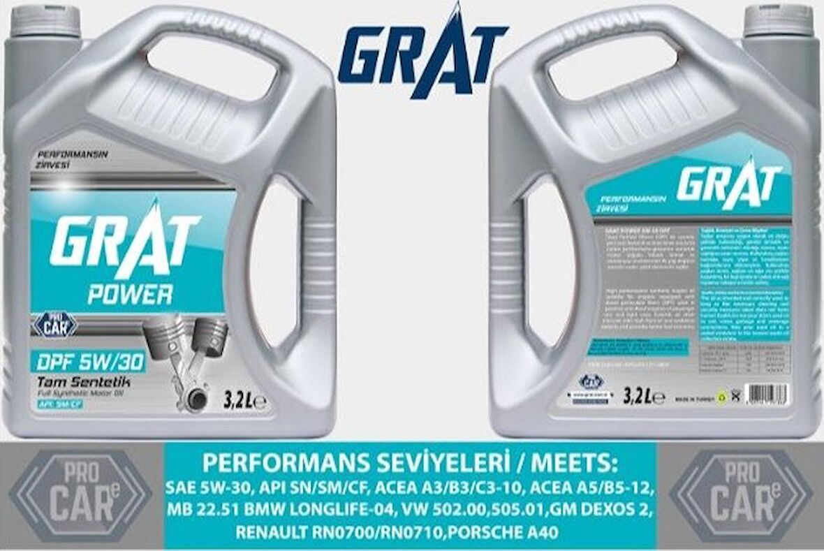 Grat 5w30 Motor Yagı Tam Sentetık Partıkullu 3.2 Lt (6053032p)