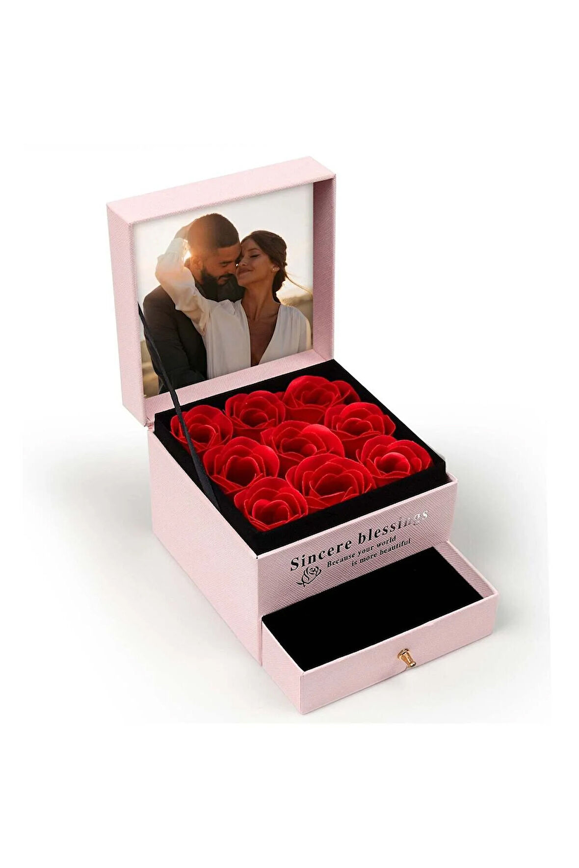 Pembe Çekmeceli Gül Kutusu