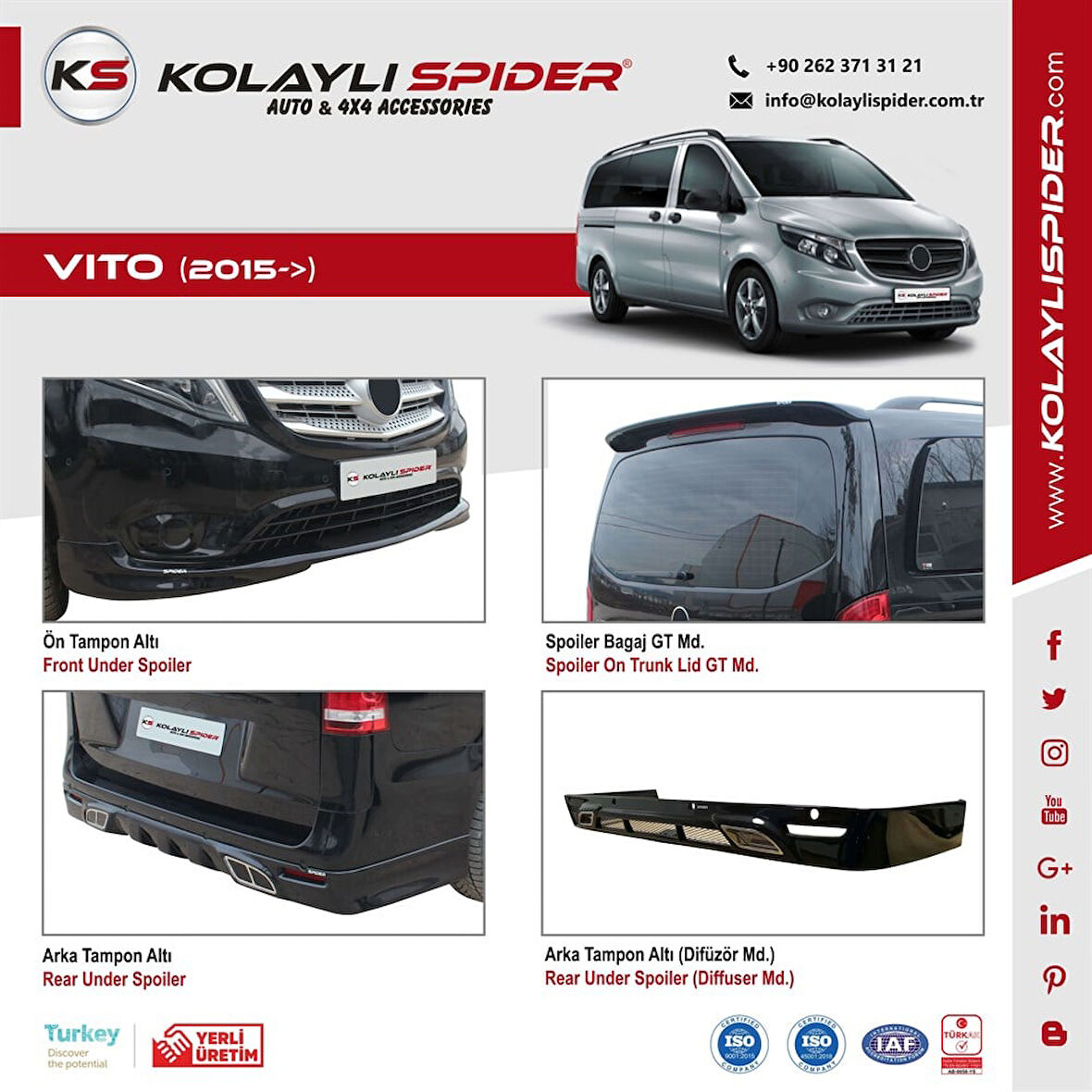 Mercedes Vito Spoiler Bagaj Gt 2 Prç (Fiber/Astarlı) 2015 ve Sonrası