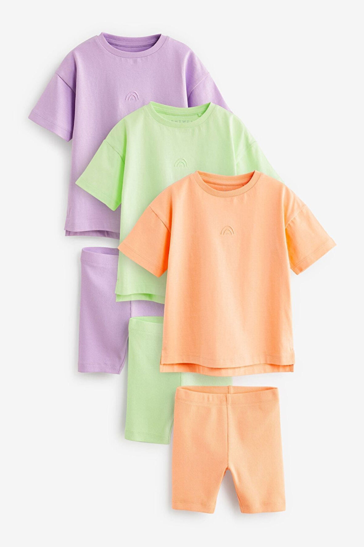 Next Baby Pamuklu Mor Yeşil Turuncu Taytlı 3’lü  Alt Üst Takım