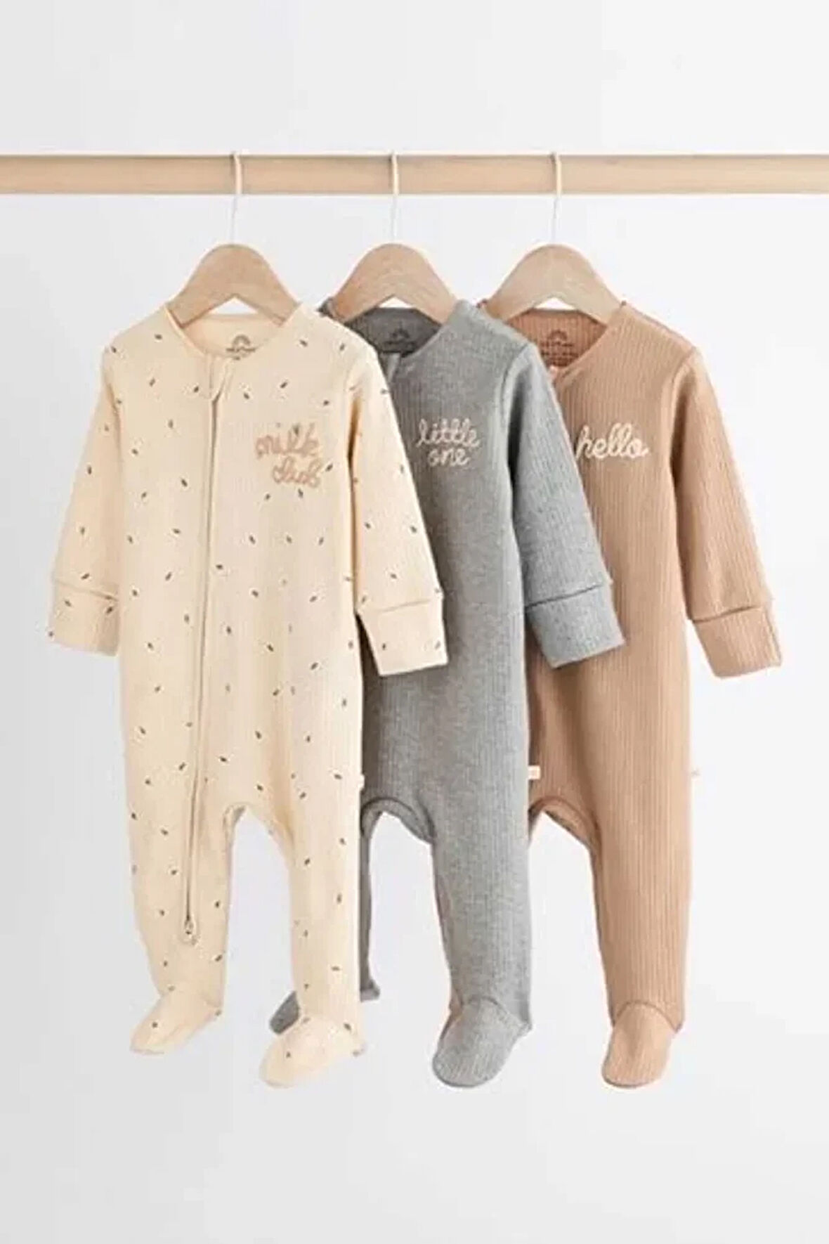 %100 Pamuklu Krem Kahve Ayaksız 3'lü Tulum Set